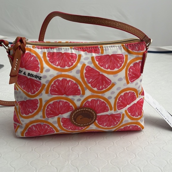 Dooney and Bourke multicolor grapefruit print canvas crossbody bag - Picture 1 of 13